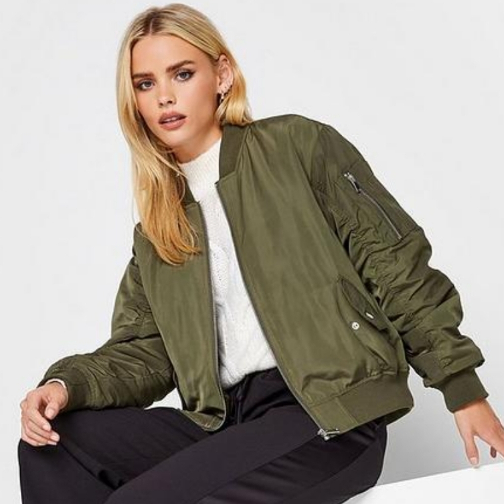 Topshop Bomber Jacket Green Softshell